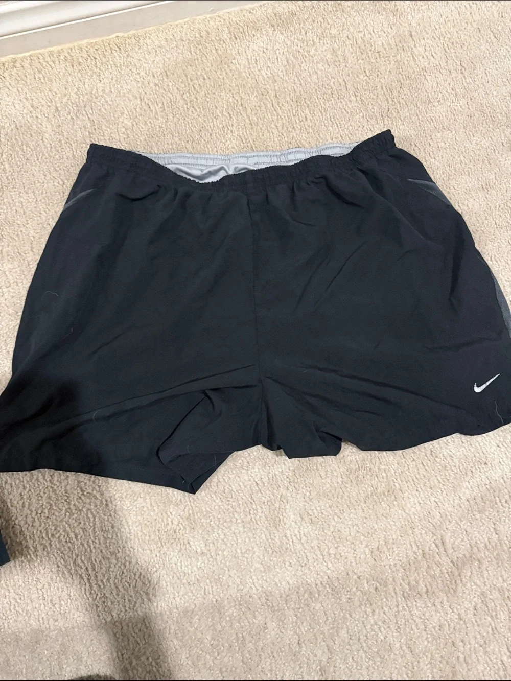Nike Men’s Athletic Shorts — Black and Slate Blue with Orange Trim xl set of 2